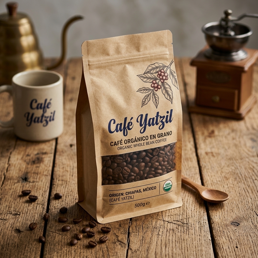Café en Grano Orgánico Descripción: Granos seleccionados 100% arábica. Conserva todo el aroma y frescura para moler al instante.